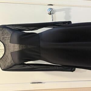 Forever 21+ Black Mesh Long Sleeve Fit & Flare Dress Plus 1X